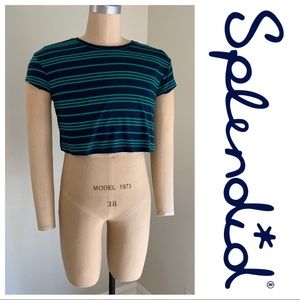 Y2K style crop top Splendid Jersey Crop Top Trendy Striped Blue NWT